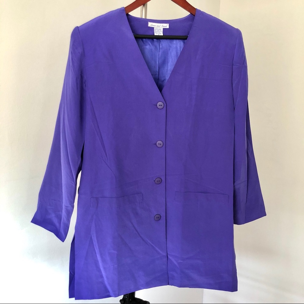 Anna and Frank vintage 100% silk jacket purple